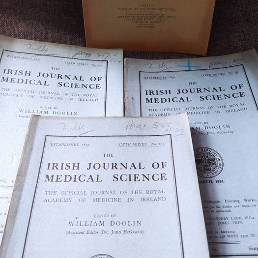 3 Irish Journal of Medical Science & 1 Memorandum, 1934/ 1935/