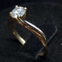 9ct Gold Solitaire Ring | Hallmarked 375 | Clear Stone | Size 50