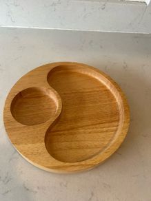 Solid wood serving dip plate