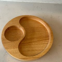 Solid wood serving dip plate