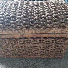 Beautiful wicker chest Collect today..I need space don't want tostore outside.
