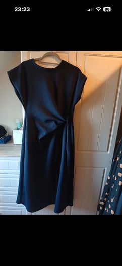 Virgos navy dress with side tie - suit 12-14