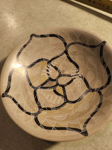 African Carved Shallow Soap Stone Bowl Dish