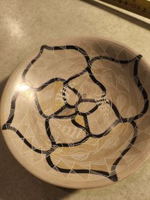 African Carved Shallow Soap Stone Bowl Dish
