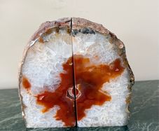 Agate geode can be used as book ends, stone pair