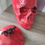 Halloween Red Ceramic Skull Candy Dish Image 3