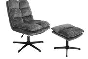 Savona Light Grey Ergonomic Swivel Armchair with Ottoman