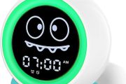 Children's Alarm Clock, Children's Sleep Trainer with Night Lights, Sound Machine, Alarm Clock with Alarm Time for Toddlers (Green)