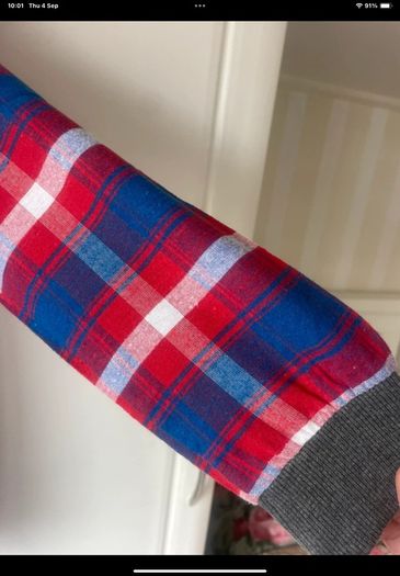 Grey round neck with flannel contrast size 10