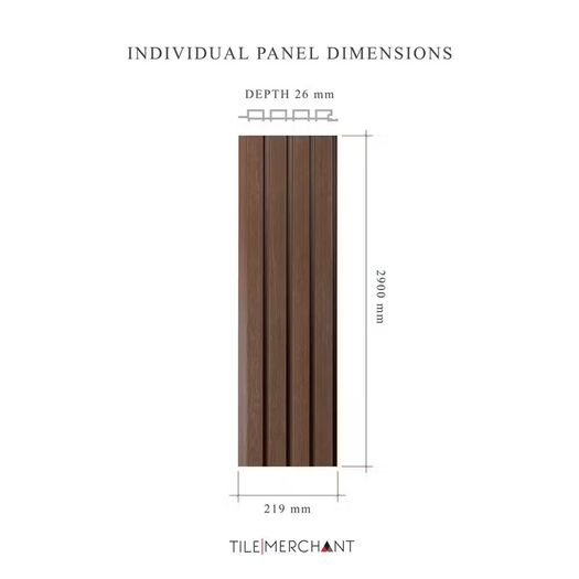 26mm Exterior Composite Wall Panel Walnut 290x21.9cm
