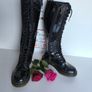 Dr Martens 1b60 20 eye high knee tall patent black boots UK4 EU37 US6 Image 8
