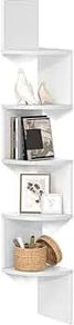 5-Tier Corner Shelf, Display Floating Shelf in Living Room, Study, Kitchen, Bedroom, for Plants, CDs, Decorations, Modern, Cloud White