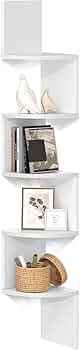 5-Tier Corner Shelf, Display Floating Shelf in Living Room, Study, Kitchen, Bedroom, for Plants, CDs, Decorations, Modern, Cloud White