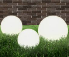 6 Piece LED Bowl Lamp Set Spherical 20/30/40 cm PMMA