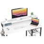 Computer Desk with Full Monitor Stand,120 cm Home Office Desk with Reversible Storage Shelves,Small Study Desk with Headphone Hook and Cup Holder,White Image 2