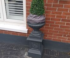 Large stone pillars and urn x 3