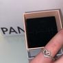 Pandora Sparkling Wishbone Heart Ring silver size 50 Image 3