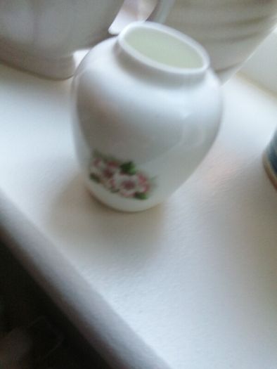 Tiny Staffordshire fine bone china case with honeysuckle front and back