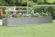 Garden Raised Bed Galvanised Steel 296x80x36 cm Silver