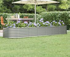 Garden Raised Bed Galvanised Steel 296x80x36 cm Silver