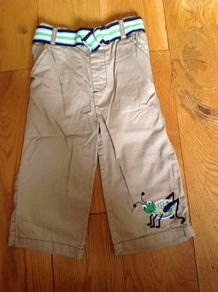 Lightweight Beige 'Bug' Trousers with Belt Age 12-18 Months