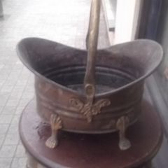 a antique brass coal bucket