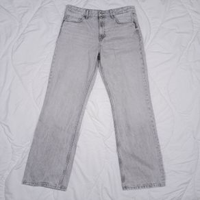 Zara Light Grey Stone Wash High Waisted Straight Leg Denim Jeans 16UK/44EU