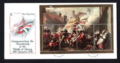 1981 Jersey The 200th Anniversary of The Battle over Jersey Commemorative Stamps Miniature Sheet First Day cover (FDC)