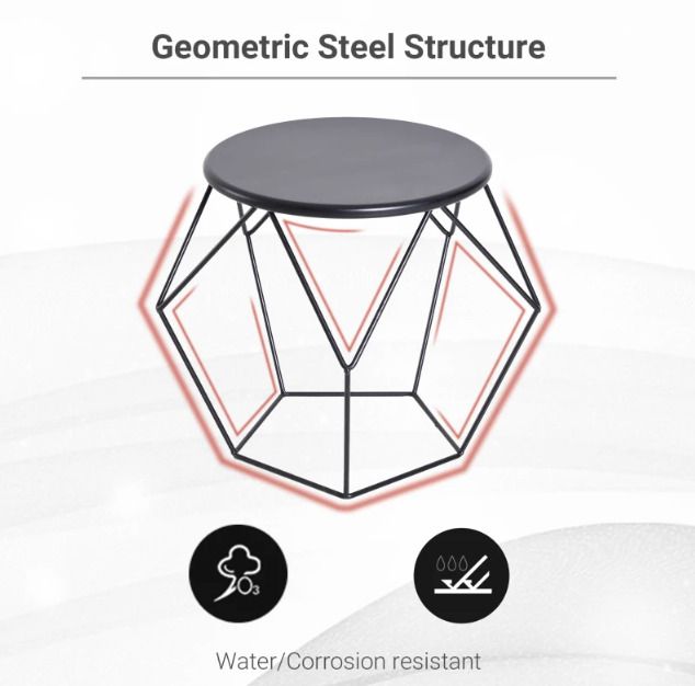 Black Round Coffee Table Steel Minimalist Pentagon Shaped For Sale in ...