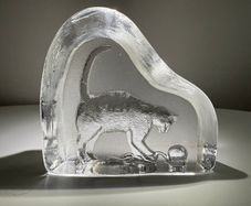 Vintage Edinburgh Crystal Cat Paperweight