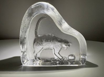 Vintage Edinburgh Crystal Cat Paperweight