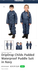 Tresspass puddle suit age 2-3