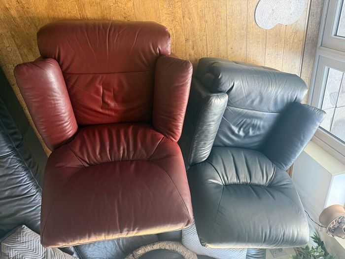 Two Leather reclining armchairs
