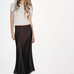 ZARA Satin Midi Skirt Dark Aubergine Size XS!