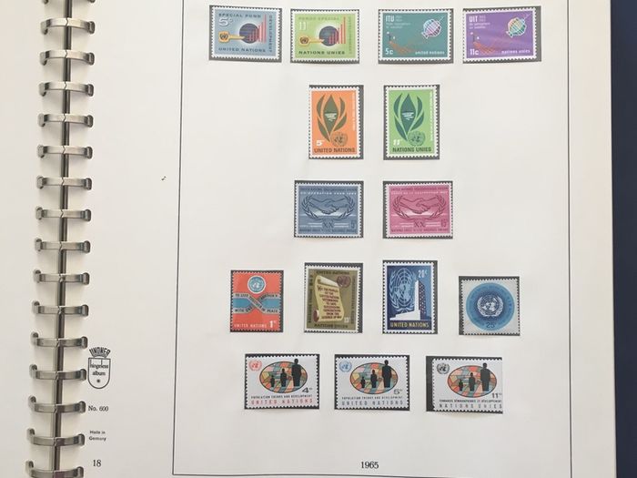 1951-1980s United Nations Stamp Collection Mint Never Hinged (MNH) in Lindner Pages housed in album (60 images showing contents)