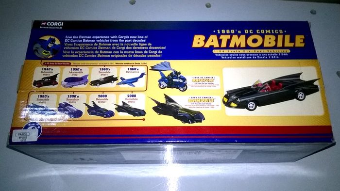 Corgi 1960's DC Comics Batmobile Die Cast Car  1/24 Scale Die Cast Vehicle w Opening Hood & Talking Bat communicator Collectible 1:24 Sealed