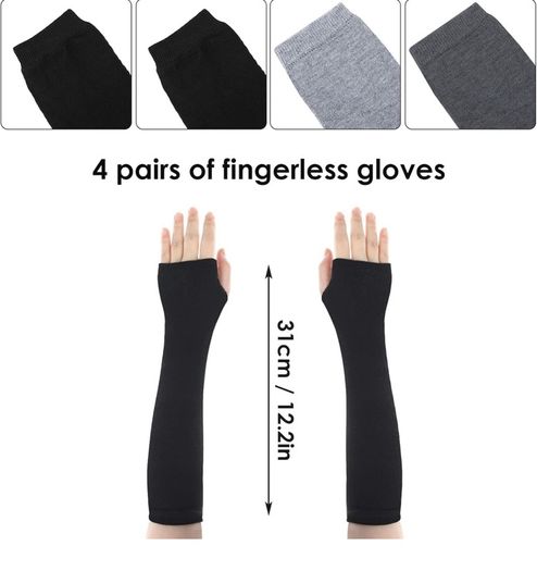 Brand New 4 Pairs Knitted Fingerless Gloves Wrist with Finger Holes