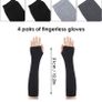 Brand New 4 Pairs Knitted Fingerless Gloves Wrist with Finger Holes Image 3