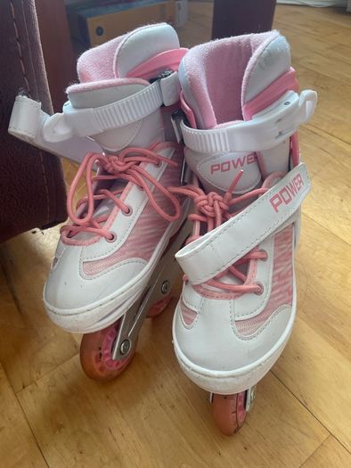 Inline skates with lights , pink and white size 2-4