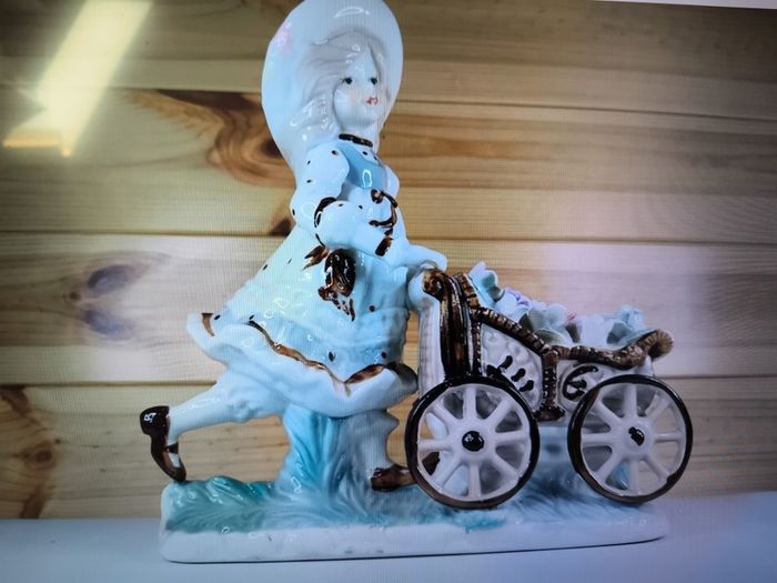 Fine Porcelain Girl With Flower Cart Vintage Lenwile Ardalt Art Ware ROC Japan