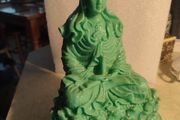 Hindu gods, Chinese gods stamped on base and back Name of Buddha: Guan Yin Buddha statue, jade colour, lap width 18 CM. 25 CM. Tall