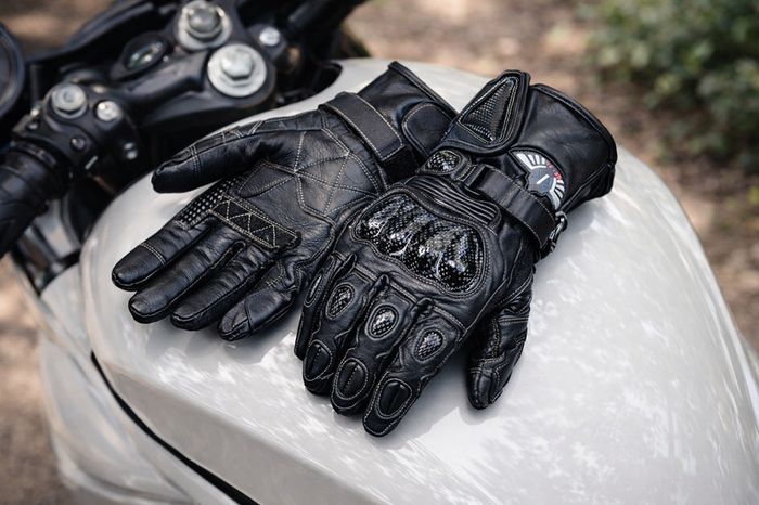 Premium Black Leather Motorcycle Riding Gloves