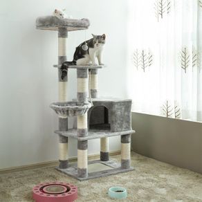 Scratching post with high tower 138 cm Grey