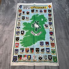 Vintage Irish Linen IRFU Centenary Tea Towel Made In Ireland - New