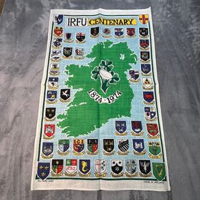 Vintage Irish Linen IRFU Centenary Tea Towel Made In Ireland - New