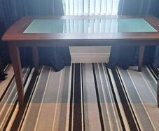 Dining Table With Opaque Glass Inset