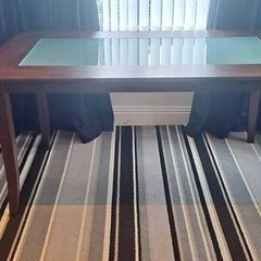 Dining Table With Opaque Glass Inset