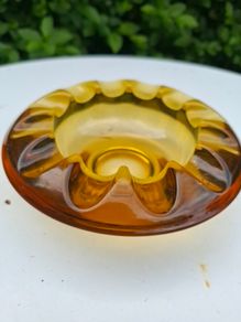 Vintage MCM Adolph Matura Amber Glass Ashtray