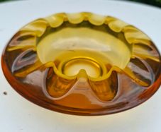 Vintage MCM Adolph Matura Amber Glass Ashtray