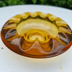 Vintage MCM Adolph Matura Amber Glass Ashtray
